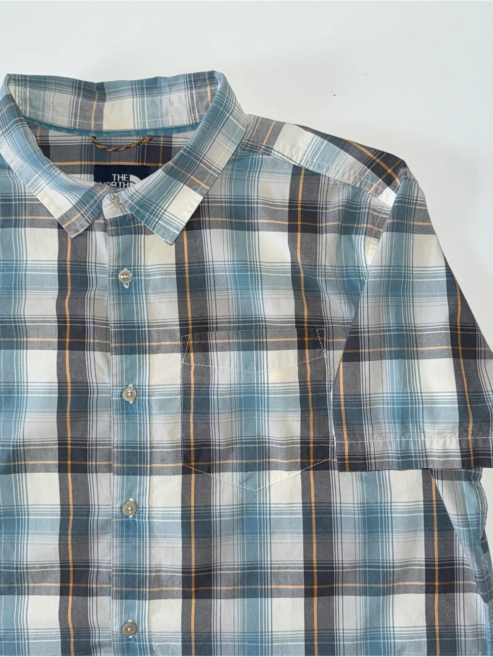 The North Face Plaid Outdoor Short Sleeve Shirt Men's XL Performance Blue